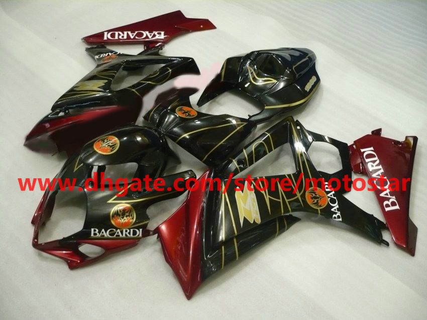 مجموعة Bacardi Fairings لـ Suzuki GSX-R1000 2007 2008 إصدار GSXR1000 K7 07 08 GSXR 1000 Red Gold