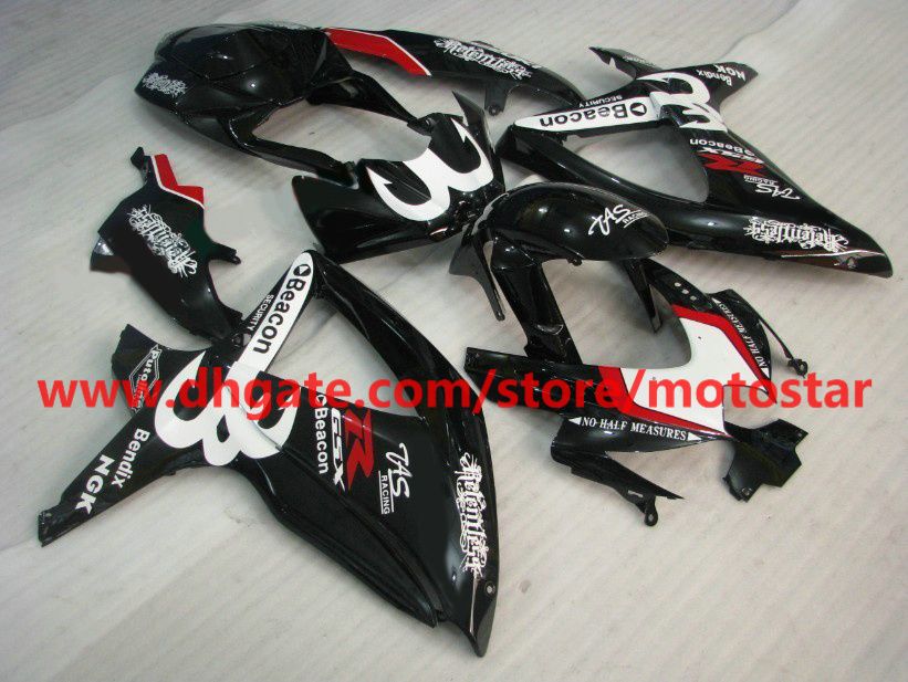 Black Beacon för Suzuki GSXR 600 750 K8 2008 2009 2010 GSX-R600 GSXR750 08-10 FAIRINGS KIT K87