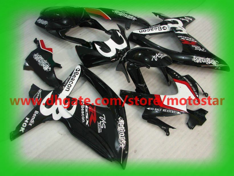 الأسود منارة ل Suzuki GSXR 600 750 K8 2008 2009 2010 GSX-R600 GSXR750 08-10 Fairings Kit K87