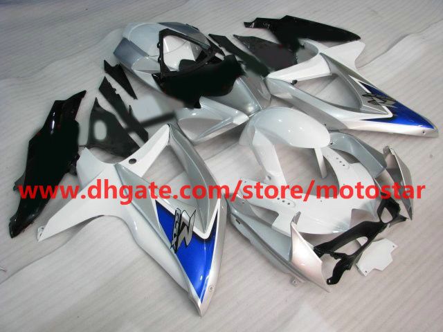 スズキのホワイトブルーシルバーフェアリングキットGSXR 750 600 K8 2008 2009 2010 GSX-R600 GSXR750 08-10 K8P