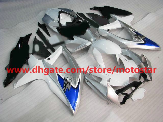 مجموعات أبيض للفضة الأزرق الفضي لـ Suzuki GSXR 750 600 K8 2008 2009 2010 GSX-R600 GSXR750 08-10 K8P