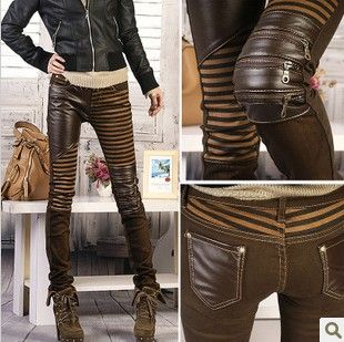 PT 023 Women PU Leather Patchwork S Pants Fashion Boots Pants Leasure ...