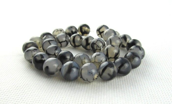 8mm negro blanco dragón ágata piedras preciosas naturales cuentas sueltas DIY joyería collar pulsera6299980