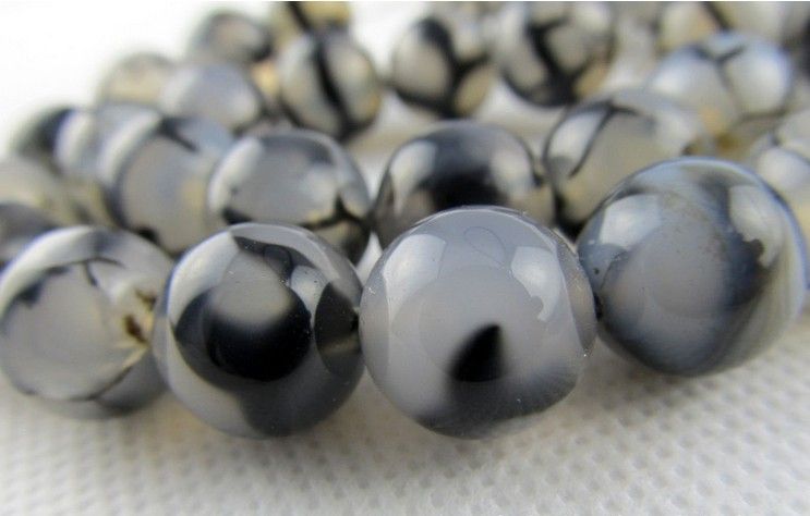 8mm schwarz weiß Drachenachat natürlicher Edelstein lose Perlen DIY Schmuck Halskette Armband3735790