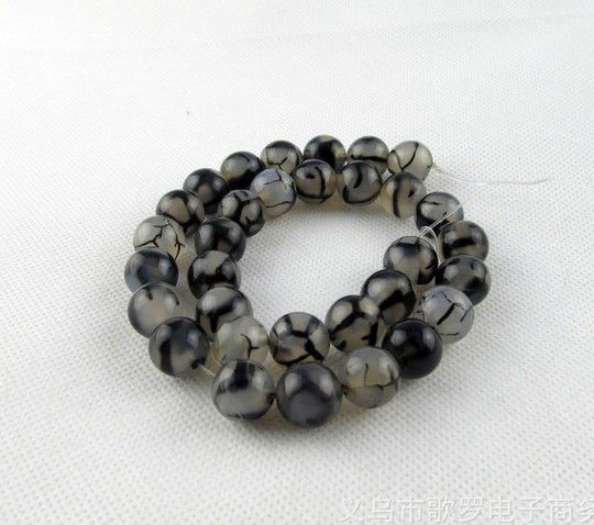 8mm schwarz weiß Drachenachat natürlicher Edelstein lose Perlen DIY Schmuck Halskette Armband3735790