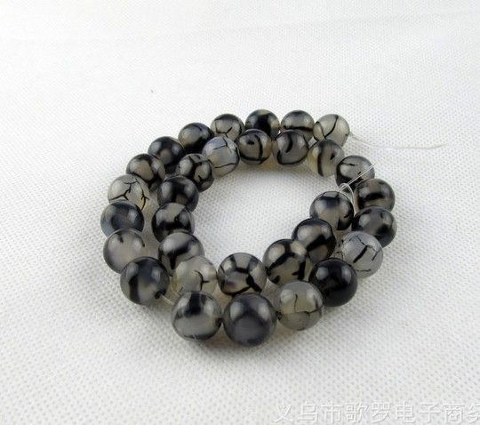 Bracciale collana di gioielli fai da te con perline sciolte di pietre preziose naturali di agata di drago bianco nero da 8 mm9650794