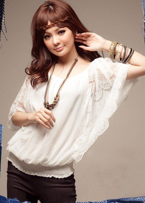 Hot Summer Women's Beauty Lace Chiffon Shirt Big O-neck Sexy Transparent WhiteTops Blouse Lady's Gentlewoman Clothes