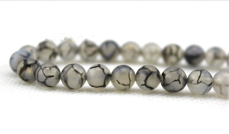 6mm black white dragon agate natural gemstone loose beads DIY jewelry necklace bracelet5966615