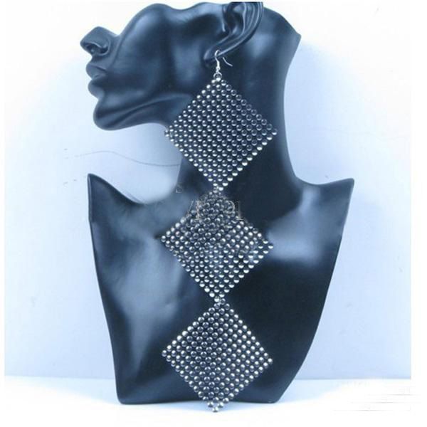 Boucles d'oreilles poparazzi en bambou et cristal pour femmes, grosses perles scintillantes, connexion carrée, à la mode, 50 pai