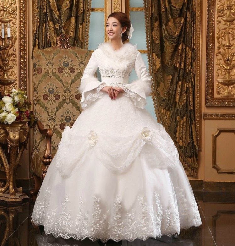 Vintage long dresses with fur sleeves top