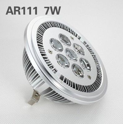 Freeshipping AR111 7W LED Spotlight BULB 85-265V varm cool vit 2 års garanti 7*1W LED-lampa