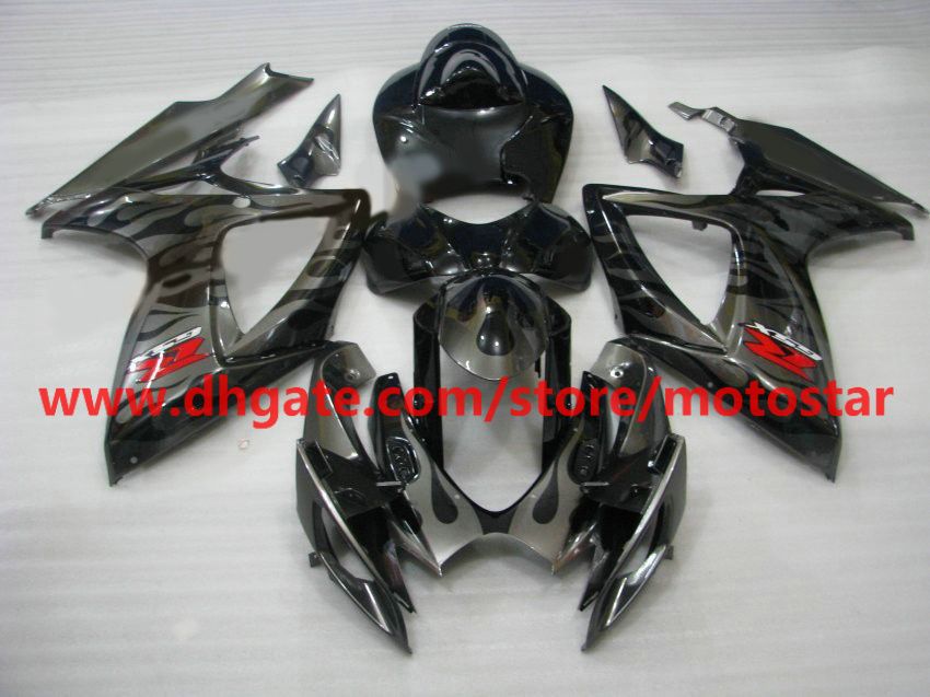 il 2006 2007 SUZUKI GSX-R600 OEM stampaggio ad iniezione GSX-R750 06 07 GSXR 600 750 GSXR600 K6 kit carenatura fiamme argento K6N