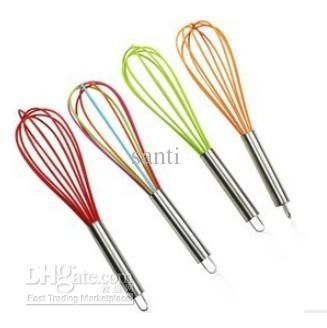 Wire Whisk Stirrer Mixer Egg Beater Color Silicone Egg Wisk rostfritt stålhandtag 10 "XB1