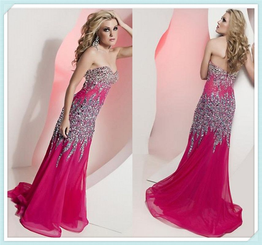 2015 Modern Champagne Crystals Prom Dresses with Short Sleeve Mermaid ...