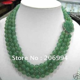 Großhandel Charming 3 Reihen Green Jade Bead Jade Verschluss Halskette Modeschmuck