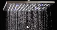 LED-douchekop roestvrij staal (304) 16 inch vierkant geborsteld nikkel overhead regenval boven douche