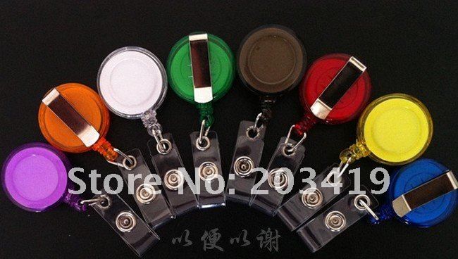 wholesale 1000pcs/lot ID holder name tag card key Badge Reels Round Solid Translucent Plastic Clip-O