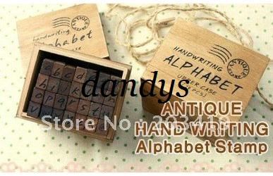 wholesale Wooden vintage block Creative letters Antique Alphabet Stamps seal Handwriting diary carve