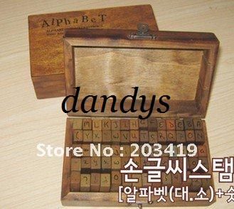 wholesale Wooden vintage block letters Antique Alphabet numbers punctuation Stamps Handwriting diary stamp set