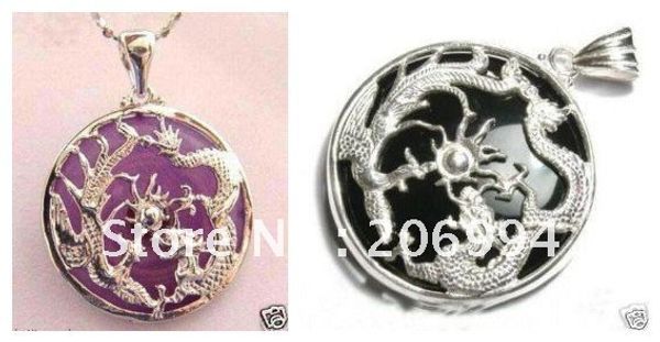 

реальный нефрит ювелирные изделия Фиолетовый Черный нефрит Серебряный дракон фе