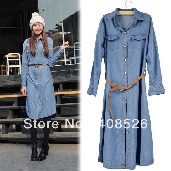 long sleeve womens denim dress