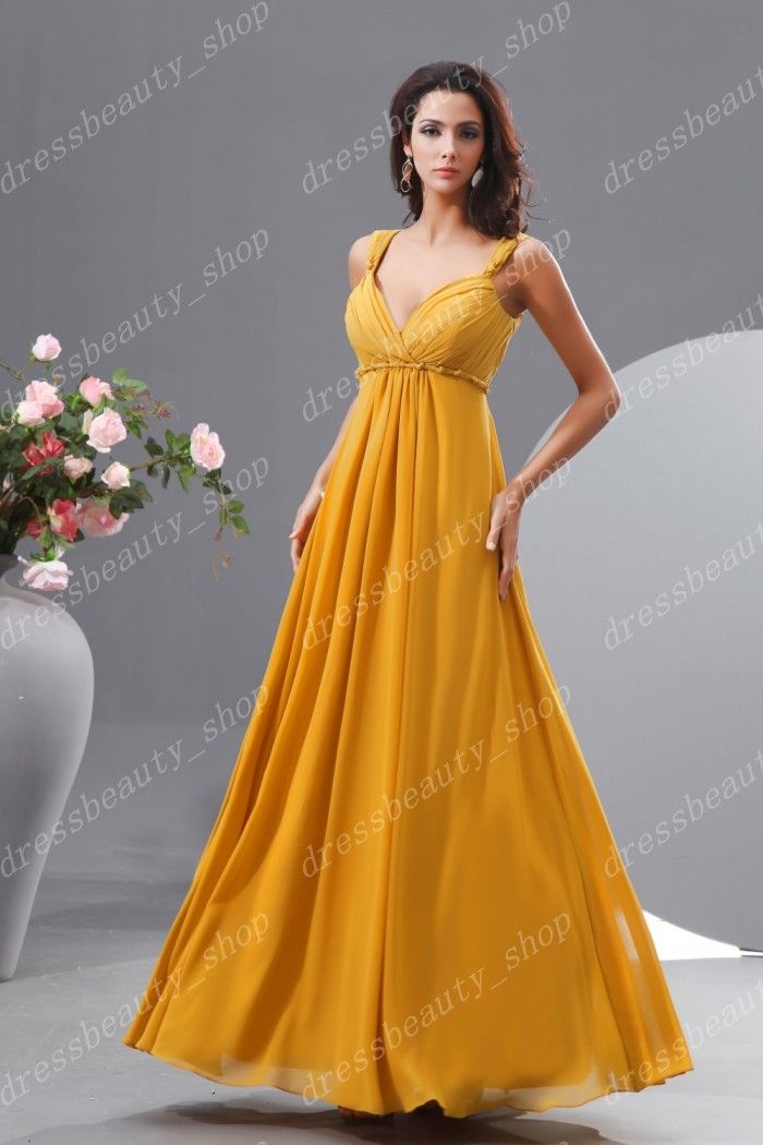 Dark Yellow Prom Dresses Ruffles 