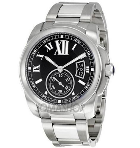 

Luxury high quality New In Box Calibre de Black Dial Stainless Steel Mens Automatic machinery Watch W7100016 Men's Sport Wrist Watches, Silver