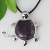 Turtle Semi Precious Stone Rose Quartz Amethyst Jade Tiger's-Eye Necklaces Pendants