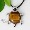 Tortue pierre semi précieuse quartz rose améthyste jade oeil de tigre colliers pendentifs