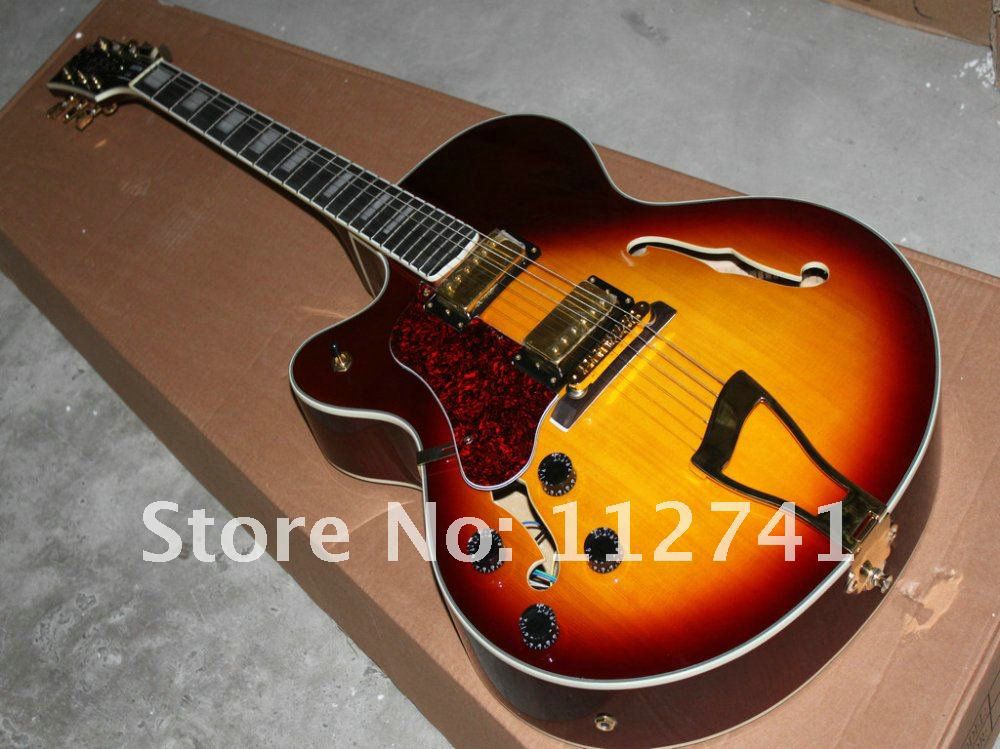 Fire Burst Hollow L-5 Left Handed Jazz Guitar Top Adactions Best