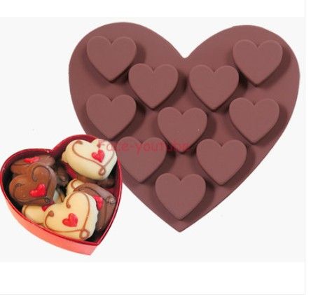 10 cavity Love silicone Mold Heart Cake Candy Chocolate Decorating Ice Cube Tray Makers XB1