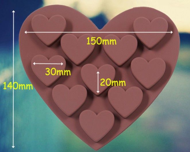 10 cavité amour silicone moule coeur gâteau bonbons chocolat décoration bac à glaçons fabricants XB1