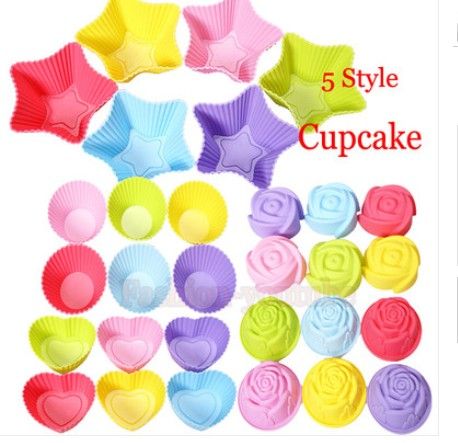 5 stijlen Tin Liner Baking Cup Mold Mould pudding cup Silicone Cake Muffin Chocolade Cupcake Case