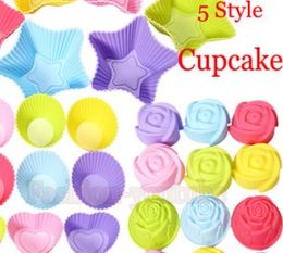 5 styles Tin Liner Baking Cup Mould Mould pudding cup Silicone Cake Muffin Chocolate Cupcake Case