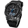 OHSEN LCD Dual Core reloj deportivo fecha día cronómetro reloj de pulsera de goma negro relojes de buceo