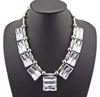 Geometry Square Clear Crystal Choker Necklace European Style Metal Beads Chains