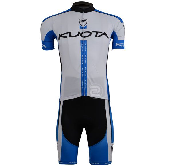 2013 Kuota Team Bluewhite Cykling Slitage Kortärmad Cykling Jersey + Kort set Storlek: XS-4XL K021
