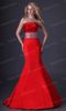 Grace Karin Sexy Strapless Satin Long Sereia vermelho Lace Up Evening Prom Dress Vestido formal CL3825
