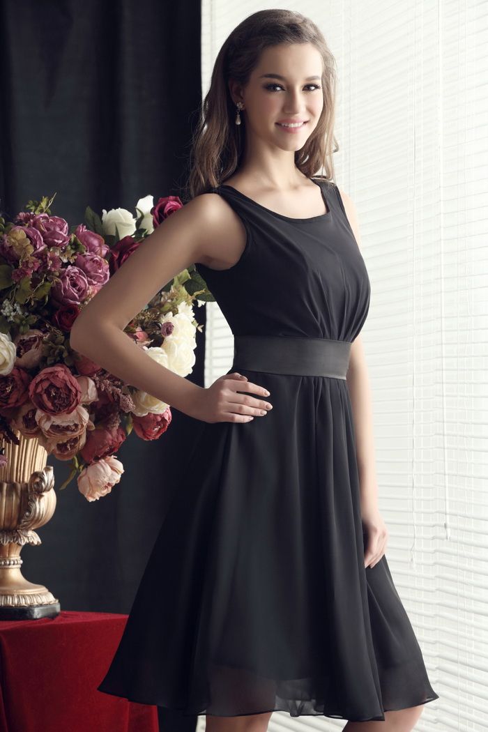 short black chiffon bridesmaid dresses