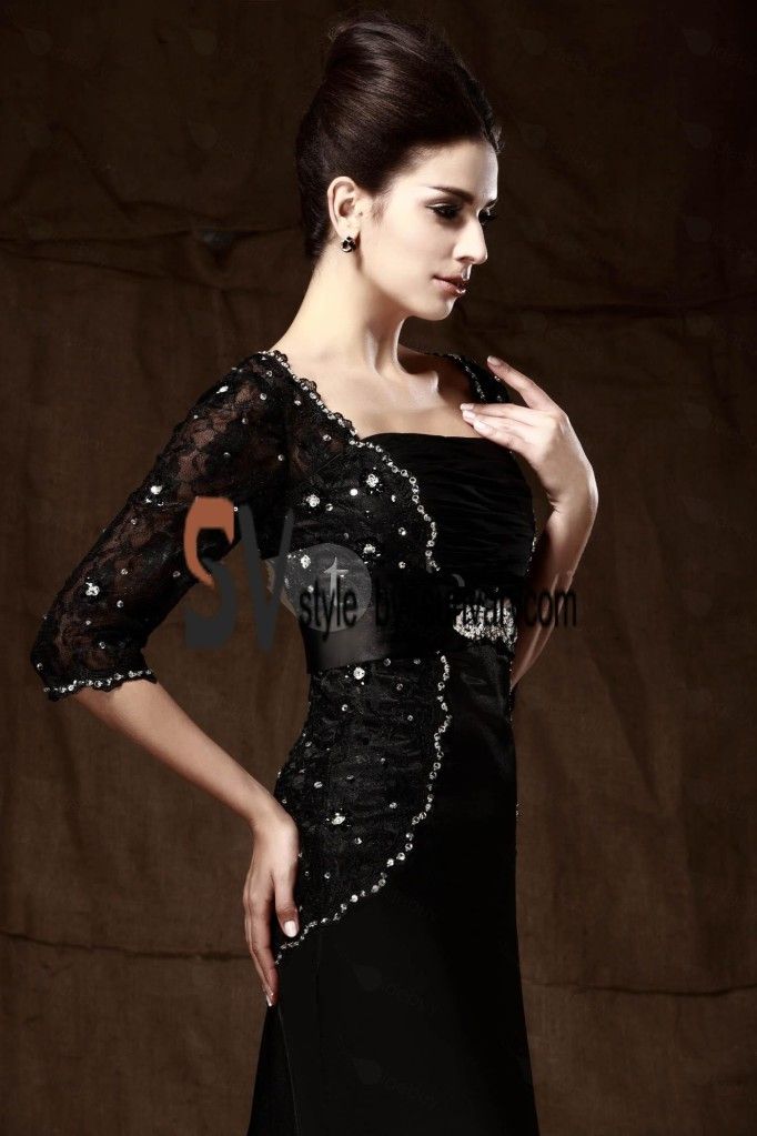 Top Designer Magical Black Lace Mother Of The Bride Dress 3/4 Sleeves ...