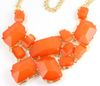 Low prices Chunky Chain Candy Resin Geometry Drop Pendants Golden Bib Necklace 5pcs