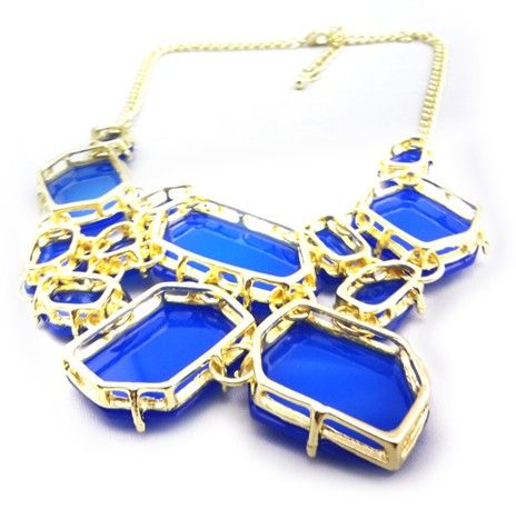 Low prices Chunky Chain Candy Resin Geometry Drop Pendants Golden Bib Necklace 