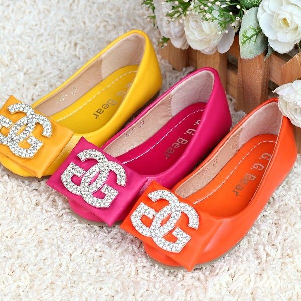 2013 G.G Bear Girls Princess Shoes Kids Flats Yellow