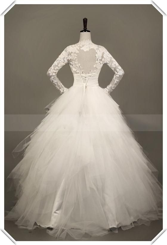 Wholesale New A Line Long Sleeve Wedding Dresses/Beautiful Appliques