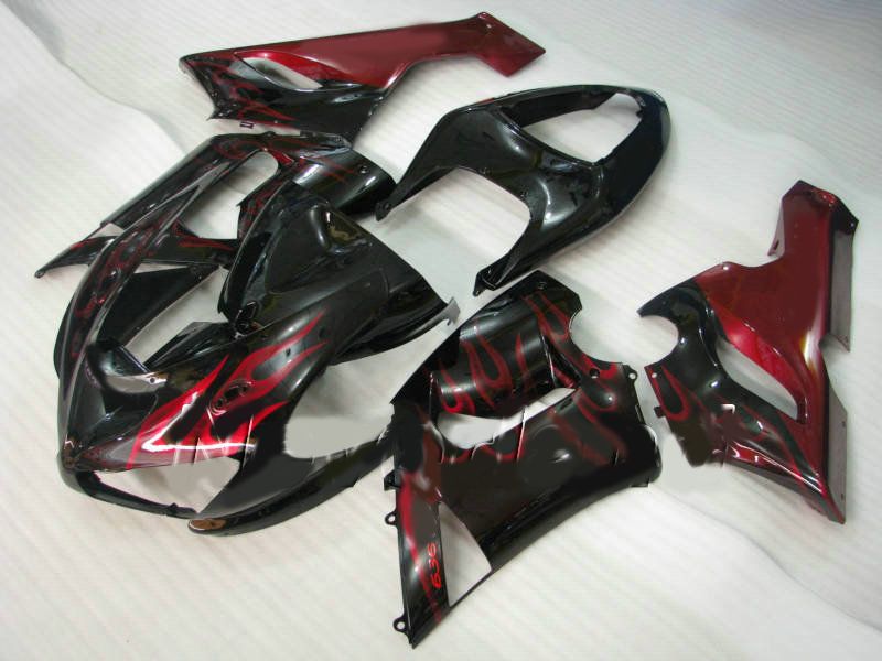 Motorcykel Fairings Set för Kawasaki Ninja ZX6R 05 06 Bodywork ZX-6R 636 ZX 6R 2005 2006 Red Black Fairing Body Kit KG71