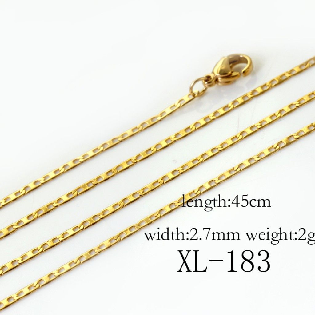 5 pçs / lote delicat 2.7mm charme menina jóias de ouro-placa colar de corrente de aço Inoxidável 17.7 '' xl-183