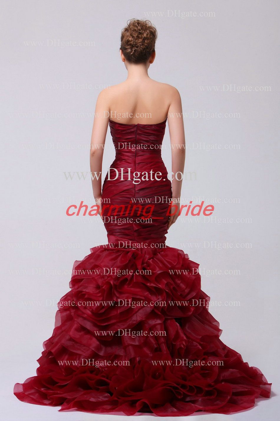 burgundy mermaid wedding dress