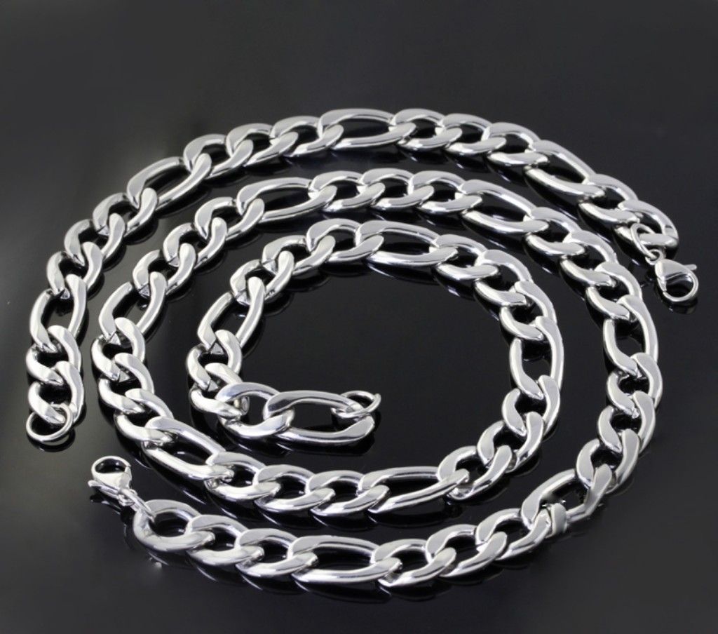 1set fashion classical huge heavy Stainless steel Figaro Cuba silver men necklace&bracelet XL-121