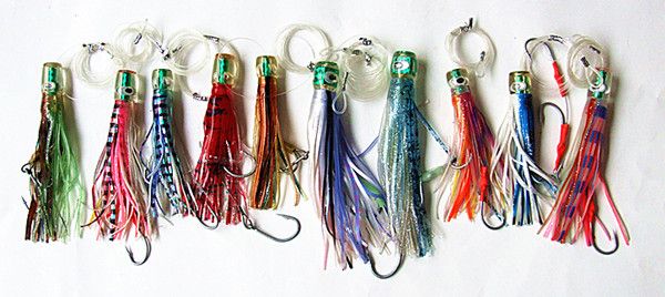 Octopus Skirt Baits Sea Trolling Lure Soft Fishing Lures China Tackle Bag Resin head With Hook Line Mixed suit with Bag