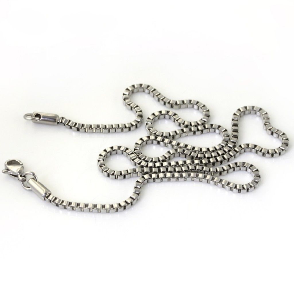 10pcs/lot 2mm unique light unisex jewelry silver Stainless steel small box chain nckelace21.6''